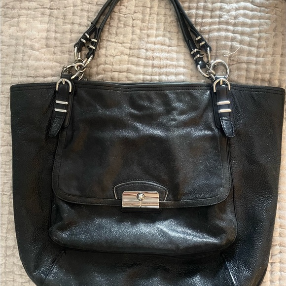 Coach Metallic Slate Leather Tote EUC - Picture 4 of 10